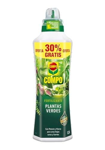 COMPO Fertilizante de plantas verdes para plantas de interior, balcón y terraza, Fertilizante líquido con extra de potasio y hierro, 1,3 L