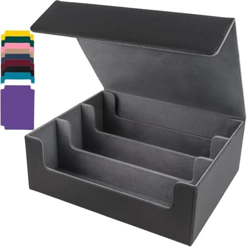 Caja de Cartas para MTG, Card Deck Box para 1800+ Cartas, Cajas de Almacenamiento con Cuero de PU-Negro