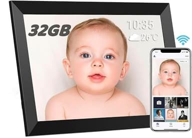 Marco de Fotos Digital WiFi - Marco Digital de Fotos 10.1 Pulgadas 32GB, Pantalla Táctil IPS HD Rotación Automática Smart Marcos Digitales, Fácil Configuración para Compartir Fotos y Vídeos