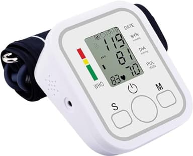 Tensiómetro de Brazo Digital - Monitor de Presión Arterial Digital para Brazo con Brazalete Grande, Recargable por USB, Detección de Arritmias, 2x99 Juegos de Memoria para Uso Doméstico