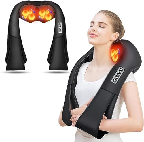 AERLANG Masajeador de Cuello,Masajeador de Cuello y Hombros Espalda Masajeador de amasamiento 4D de tejido profundo, uso en casa, oficina, coche, regalos para mujeres, hombres, mamá y papá