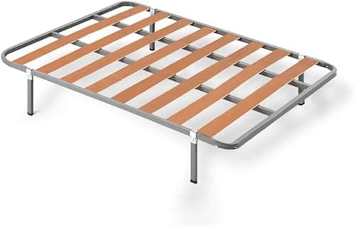 HOGAR24 ES Somier 135x190 cm de Tubo Acerado, Refuerzo Central, Láminas de Chopo y Pintura Metalizada con Tratamiento Anticorrosión, Incluye Juego de 4 Patas
