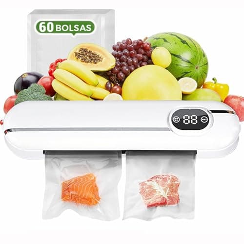 PrimerQ® Envasadora al Vacío con 60 Bolsas | Máquina de Sellado Compacta y Potente para Alimentos Frescos, Congelados y Sous-Vide | Fácil de Usar y Conservación Extendida con Sellado Rápido