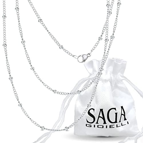 SAGA GIOIELLI® Collar para llamador de ángeles de acero inoxidable, 100 cm, Acero inoxidable, No es una piedra preciosa