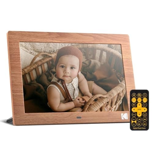 KODAK Marco de Fotos Digital de 10 Pulgadas, No WiFi Marco Digital Electrónico con Mando a Distancia, Pantalla IPS, Reproductor de Foto/Vídeo/Música, Soporte USB/Tarjeta SD, Automático ON/OFF/Rotación