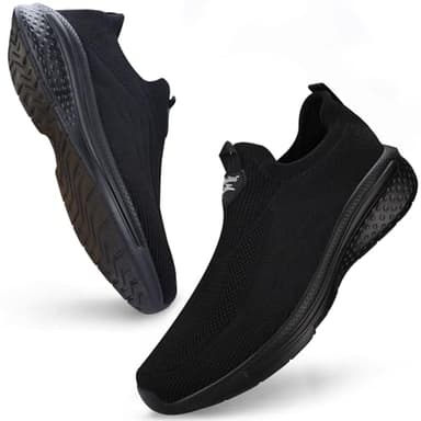 Giniros Zapatillas Slip On Running Hombre Zapatos Deporte Correr Jogging Caminar Bambas Deportivas Hombre Casual Gimnasio Fitness Gym Atlético Trekking Tenis Transpirables Sneakers, Negro 41EU