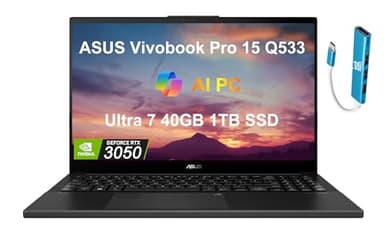 Asus ZenBook 15 Pro OLED 15.6/ FHD (Intel 13ª generación Core i7-13620H, 40GB DDR5 RAM, 1TB SSD, RTX 3050 6GB) estación de trabajo y portátil empresarial, duración de batería de 10 horas,