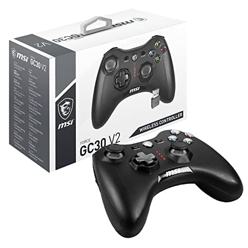 MSI FORCE GC30 V2 Controlador Gamepad Inalámbrico para PC - 2.4 GHz, Batería 600mAh Li-ion, Cubiertas D-Pad Intercambiables, 2 Motores de Vibración, USB 2.0 - Con Cable/Inalámbrico