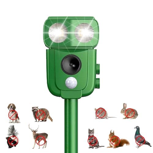 Repelente para Gatos, Repelente ultrasónico energía Solar IP66 Impermeable de frecuencia Ajustable para ahuyentar Animales 5 Modos Ajustables Repelente de Animales Ultrasound Repelente para Animales