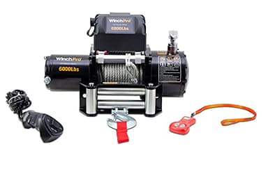 WinchPro - Cabrestante Eléctrico 12V 2700kg/6000lbs, 24m De Cuerda De Acero, 2 Mandos A Distancia Incluidos (1 Inalámbrico, 1 Cable), Ideal Para Atv, Buggies, Remolques, Quads Y Barcos