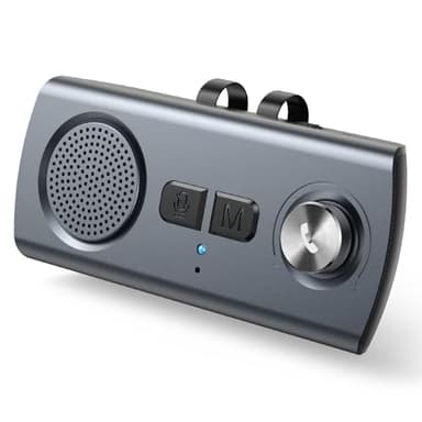 AGPTEK Manos Libres para Coche Bluetooth 5.3 con Siri, Google Asistente, Kit de Coche Altavoz Inalámbrico con Ranura de Tarjeta TF, Soporta Conexión de 2 Teléfonos Simultáneamente