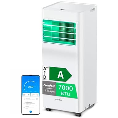 COMFEE Pingüino Aire Acondicionado Portátil 7000 BTU/1800 Frigorías Breezy Cool Pro – Climatizador sin unidad exterior, Bajo Consumo, App Control y Kit de Ventana – Refrigera, Ventila y Deshumidifica