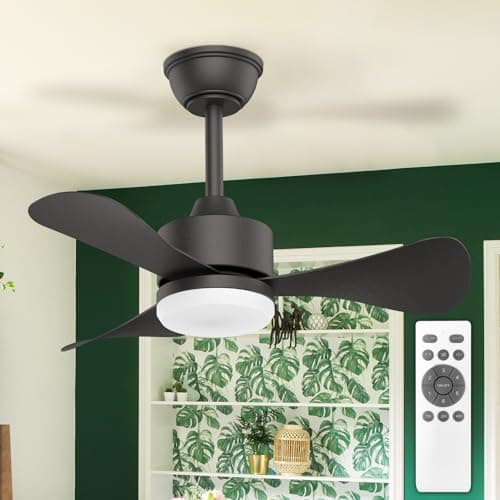 Mefine Ventilador de Techo con Luz y Mando, 71 cm LED Ventilador Techo Silencioso con Reversible DC Motor, Pequeño Lampara Ventilador Techo Temporizador para Dormitorio, Terraza, Habitación Infantil