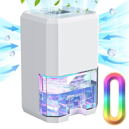FIAHNG Déshumidificateur électrique Ultra silencieux, arrêt et dégivrage automatiques, veilleuse colorée, Portable, minuterie, déshumidificateur pour Salle de Bain, Chambre à Coucher 1200 ml
