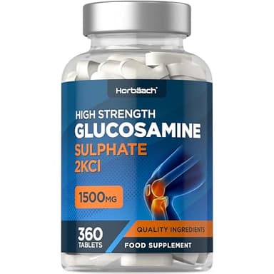 Glucosamina 1500mg | 360 Comprimidos de Sulfato de Glucosamina 2KCl | 6 Meses de Suministro | Glucosamine Sulphate | Horbaach