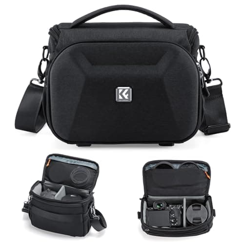 K&F CONCEPT Bandolera para Cámaras Impermeable, Bolso de Hombro Cruzado Compatible con Cámaras y Lentes Canon Nikon Sony DSLR/SLR/Sin Espejo con Protección Delantera de EVA Rígida y Porta Trípode