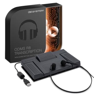 OM SYSTEM AS-2700 Kit de transcripción de Audio (Pedal USB, Auriculares estéreo Typist, Software de transcripción ODMS R8 para PC con Windows)