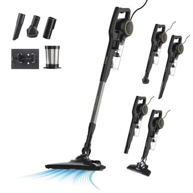 Taurus Homeland Endless - Aspirador ciclónico vertical 3 en 1: escoba, de mano y con lanza, cable de 6 m, 600 W, zapata apta para todas las superficies, negro