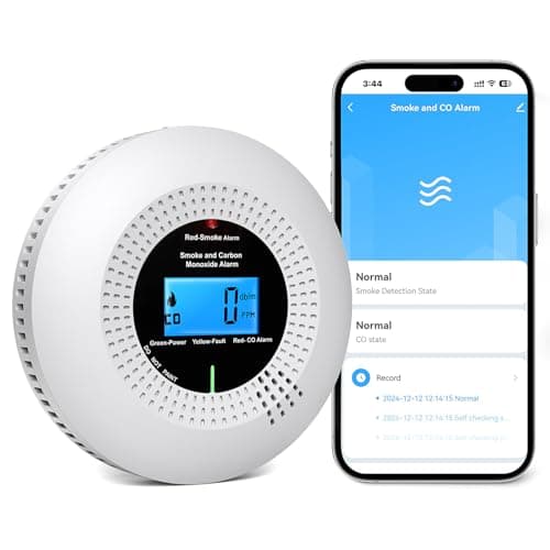 PHYSEN WiFi Detector de Humo y Monóxido de Carbono con 10 Años de Vida Útil y Batería Reemplazable, Detector Combinado Compatible con la App Tuya, Certificación Estándar EN14604 & EN50291, 1St