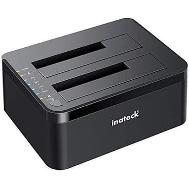 Inateck - Base de conexión USB 3.0 a SATA de Doble bahía para Discos Duros SATA de 2,5" y 3,5" y SSD, función de clon Offline, Compatible con UASP y 2 Unidades de 20 TB, SA02002