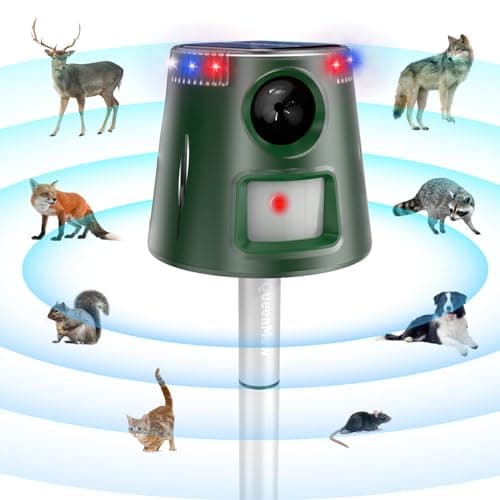 Repelente de Gatos,5 Modos disuasión Solar ultrasónico,32FT Repelente para Gatos Exterior,IPX66 Ultrasónico Ahuyentador de Perros,Ultrasónico para Ratas,Parada de Animales,Gatos, Ratas,pájaros,Zorros