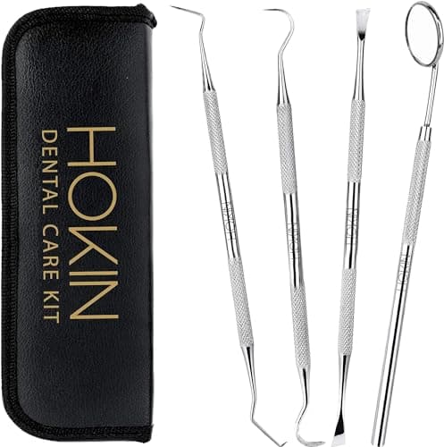 HOKIN Placa Removedor Dientes Limpieza Herramienta 4Pcs Dental Cuidado Kit Diente Relleno Reparación Juego Acero Inoxidable Dental Herramientas Para Hombres Mujeres Niños Y Mascota Cuidado