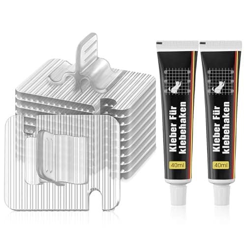 Enhon 50 Ganchos Red Gatos 50 u. con Adhesivo 40 ml 2, Ideales para Redes de balcón, sin Necesidad de Taladrar, PC, Resistente a los Rayos UV, Ideales para Instalar Redes para Gatos en el Balcón