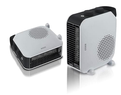 Sogo Calefactor Eléctrico Bajo Consumo Ideal para Baño, Cocina, Comedor - Calefactor 3 Potencias, Aire Caliente y Ventilador con Potencia Ajustable – Vertical/Horizontal según Convenga