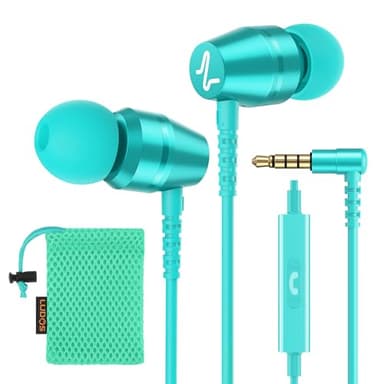LUDOS OMNITONE Auriculares In Ear con Cable y Microfono, 5 Años de Garantía, Auricular con Jack, Cascos Musica con Graves Potentes, para iPhone, iPad, Samsung, Xiaomi, Huawei, Gaming, Móvil - Turquesa