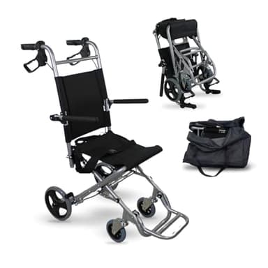 Mobiclinic, Silla de ruedas de tránsito, Neptuno, Aluminio, Plegable, Freno en manetas, Marca Española, Reposapiés plegables, Reposabrazos abatibles, Ligera, Cinturón seguridad, Ergonómica