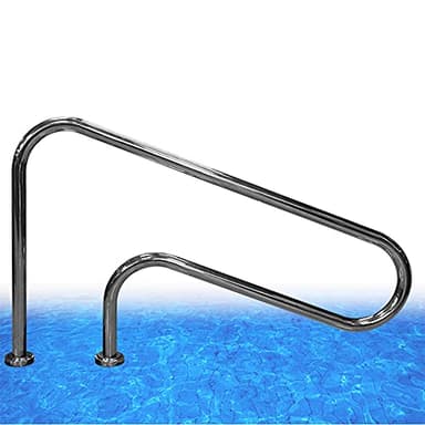 Pasamanos de Piscina, barandillas de Escalera de Piscina de Acero Inoxidable, manijas Curvas de SPA, adecuadas para escalones Interiores y Exteriores, sin incrustar, 1PCS / Silver / 124cm (S