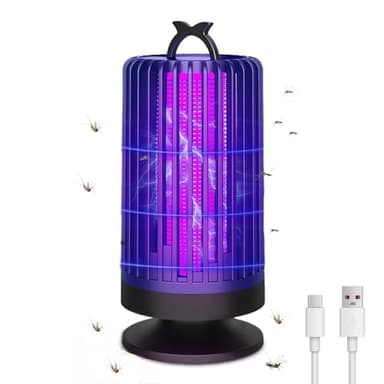 Lámpara Antimosquitos Electrico, 2 in 1 Mata Mosquitos Eléctrico con LED Lampara, Lampara antimosquitos Exterior USB Recargable para Interior y Exterior Oficina Dormitorio Cocina