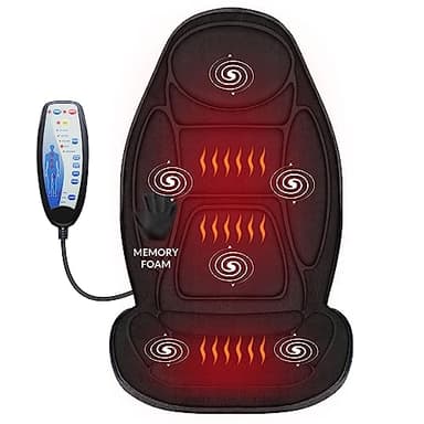 Snailax Masajeador de Asiento con Memoria de Form- Masajeador de Espalda con Función de Calor y Vibración, Cojín de Asiento Masajeador con 5 Modos de Masaje para la Oficina, Regalos para Hombres