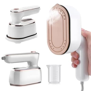 CUBTEM Plancha Ropa,1000W Plancha de Viaje,Mini Plancha de Vapor,20s Calor Rápido,100 ML Depósito de Agua,Plegable 180° Wet and Dry para Casa,Oficina y Viajes (Blanco)