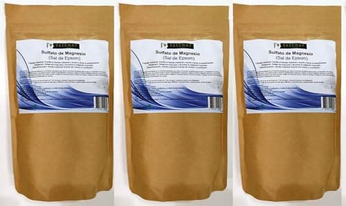 Sulfato de Magnesio alimenticio en polvo 500G (Sal de Epsom) (3 paquetes de 500G)
