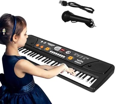Shayson Piano Electrico, Piano Infantil 61 Teclas con Micrófono, Teclado Musical Piano Multifunción, Educativo Organo Electronico Regalo para Juguetes Niños Principiante 3 4 5 6 7 8 9 10 Años