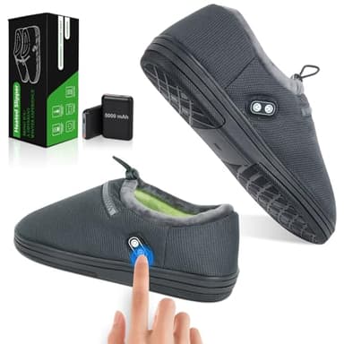 Zapatillas Calefactables, Rtdep Calentadores de Pies con batería de 5V 5000mAh, Calentadores de Pies avec Commande de commutateur Dual, Calentador de Pies Electrico para mujeres y hombres