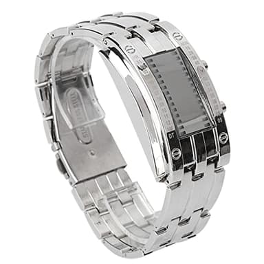 Reloj para Hombre, Moda Exquisita, Aleación Resistente Al Agua, Reloj LED para Hombre, Reloj de Tiempo Preciso, con Pantalla de Modo de Tiempo Binario, Regalo para Hombres,(Plata de los hombres)