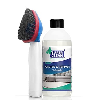 SUPER CLEAN Limpieza profunda de tapicería y alfombras. Limpiador de tapicería concentrado para todo tipo de tapicería, alfombras, asientos de coche, sofá o diván. Contenido: 500ml + cepillo de champú