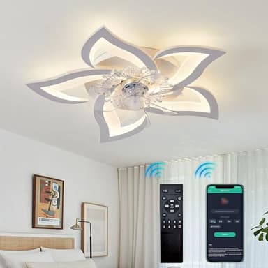 WDENI Ventilador de Techo con Luz LED Regulable, Moderno y de Diseño Creativo para Dormitorio