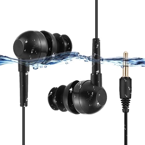 AGPTEK E11-Auriculares Sumergibles Acuaticos Impermeables IPX8 para Natacion Piscina Baño Playa y Mp3 Acuaticos, Color Negro