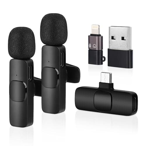MXTIMWAN 2pcs Microfono Inalambrico, Microfono Solapa,Micrófono Móvil con Cancelación De Ruido, para Teléfonos Móviles/Portátiles iPhone/Android para Grabación de Vídeo, Vlog, Youtube, TikTok