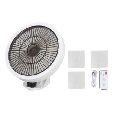 Pequeño Ventilador Oscilante Montado en la Pared con Control Remoto, Luz Nocturna de 3 Velocidades, Ideal para Dormitorio, Hogar, Oficina, Garaje