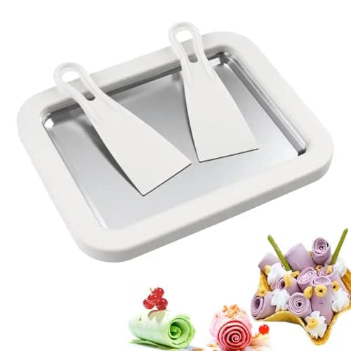 Ice Cream Maker Ice Rolls Machine - Máquina para hacer rollos de helado con 2 espátulas, placa de rollos de hielo para hacer helados, para hacer helados de yogur, helados