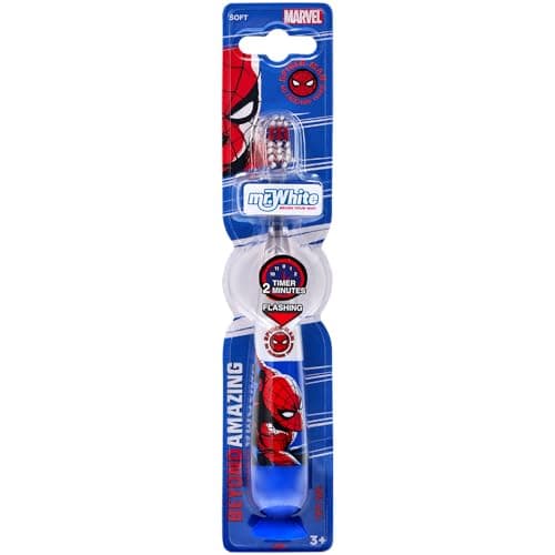 Mr White Jr Alimentado por pila Cepillo de dientes manual con tapa protectora Spider-Man