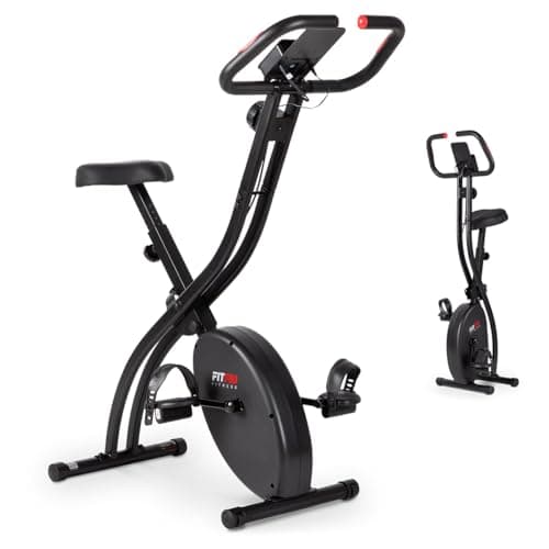 FITFIU Fitness BEST-200 - Bicicleta Estática Plegable, Cómodo Sillín Regulable, 8 Niveles de Resistencia, Pulsómetro, Pantalla LCD, Soporte para Móvil/Tablet, Ideal para Cardio Training en el Hogar