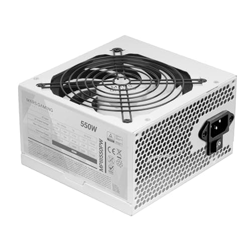 MARS GAMING MPIII550P, Fuente Alimentación PC ATX 550W, 5 Años de Garantía, 85% Eficiencia, Sistema Digital APFC, Ventilador FDB 120mm AI-RPM, Tecnol