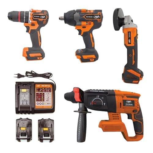 Set de herramientas eléctricas PNI WK450 con 2 baterías 18V 5.0Ah, cargador incluido, sin escobillas
