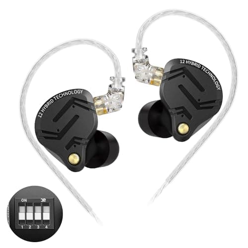 keephifi KZ ZS12 Pro X KZ Auriculares con Cable HiFi IEM,1DD 5BA KZ In Ear Monitor, Auriculares KZ Auriculares in Ear Gaming, 4 interruptores de Ajuste Profesionales (versión Tuning, Sin micró)
