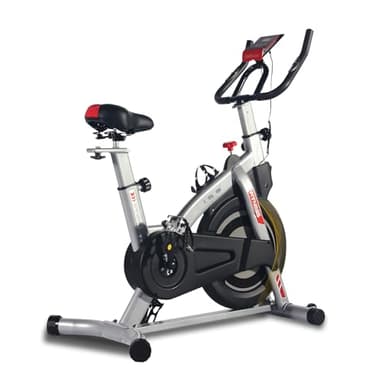 ISE Bicicleta Estática Indoor con Resistencia inercial Ajustable, Bicicleta Estatica Profesional con Sensor de Pulso/Pantalla/Soporte para teléfono, Sillín y Asa Ajustables,Silenciosa,Fitness En Casa